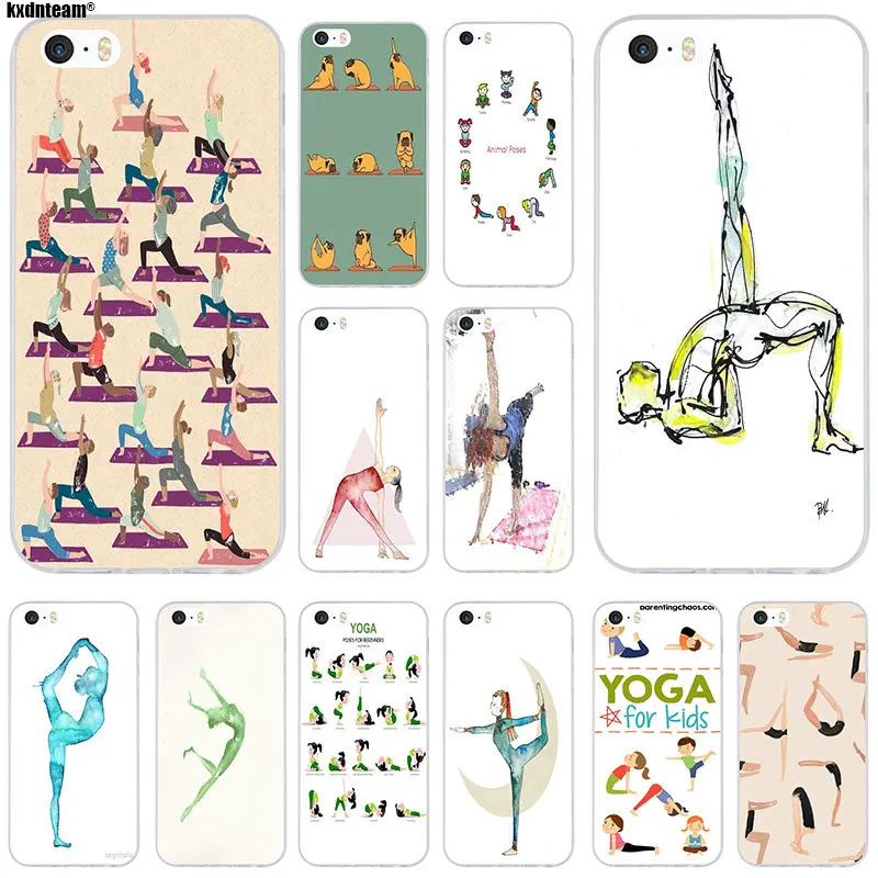 

Soft TPU Silicon Transparent Mobile Phone Cases for iPhone 4 4S 5 5S 5C SE 6 6S 7 8 X Plus Coque Fundas Bags Yoga Studio Printed