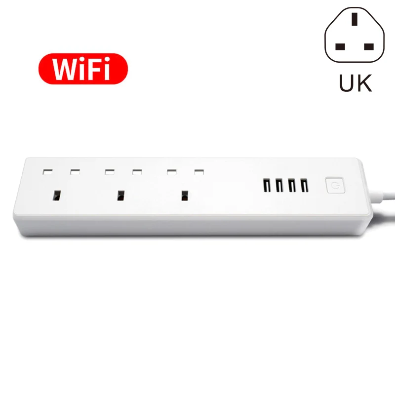 

Newest WiFi Smart Outlet UK Plug 4 USB Timing Function Fast Charging Safe For Home Office