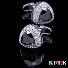 KFLK ювелирные изделия рубашка запонки для мужчин бренд Кристалл черные манжеты кнопки-звенья высокого качества роскошные свадебные Жених