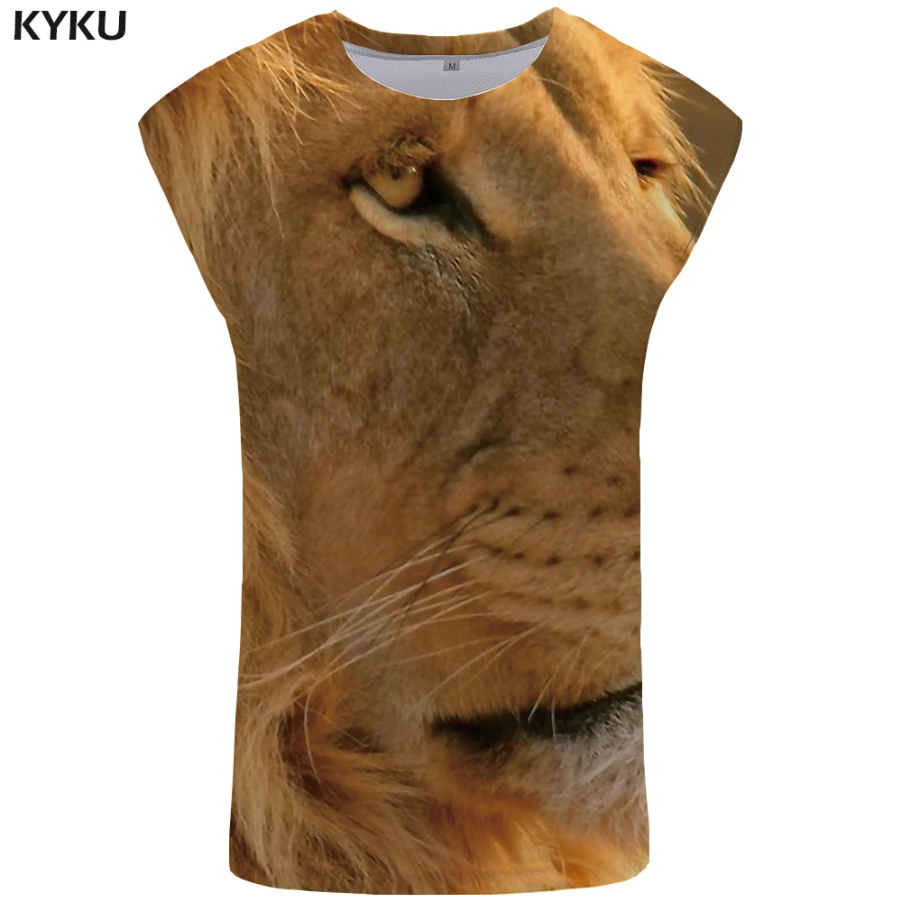 KYKU бренд Lion майка Для мужчин животных жилет Повседневное s Бодибилдинг Ftness
