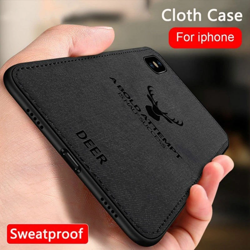 

For iphone X XS Max XR Fashion Elk Pattern Silicon TPU Soft Cloth Texture Shockproof Case For iphone 7 8 6 6s Plus 5 5S SE Coque