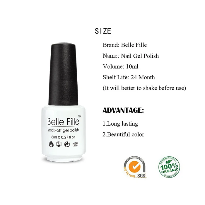 Belle Fille 8 мл неоновый зеленый оранжевый УФ гель лак для ногтей Soak Off Vernis дизайн полу