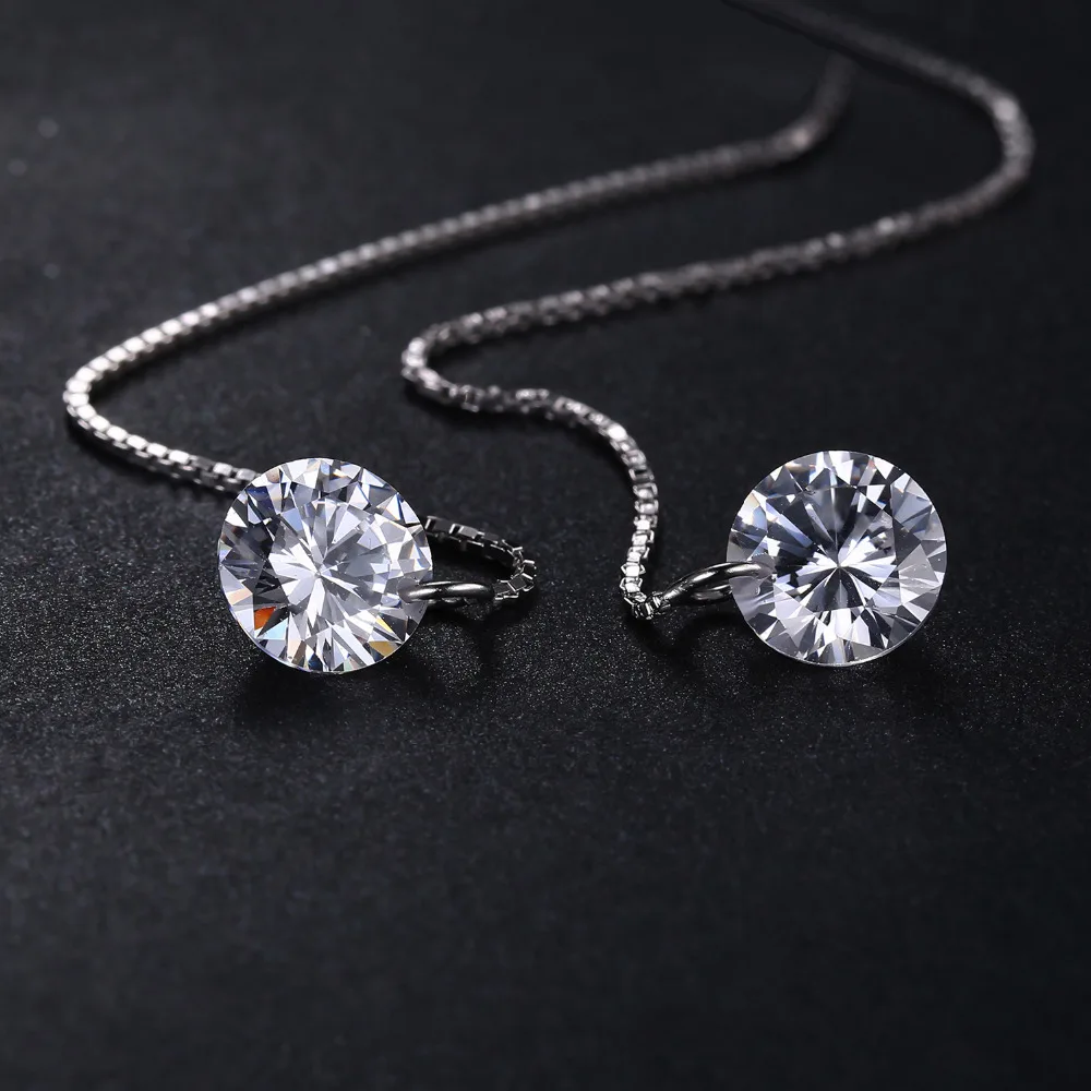 JewelryPalace 925 пробы серебро 6.4ct AAA длинные серьги для женщин мм 8*8 мм круглый модные аксессуары