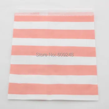 

100pcs Mixed Colors Baby Pink Sailor Stripe Paper Favor Bags for Kids,Gift Buffet Candy Treat Birthday Party