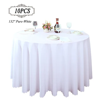 

Free Shipping 10PC/Pack 132" White Polyester Banquet Round Table Cover for Wedding Party Restaurant Decoration Hotel Table Cloth