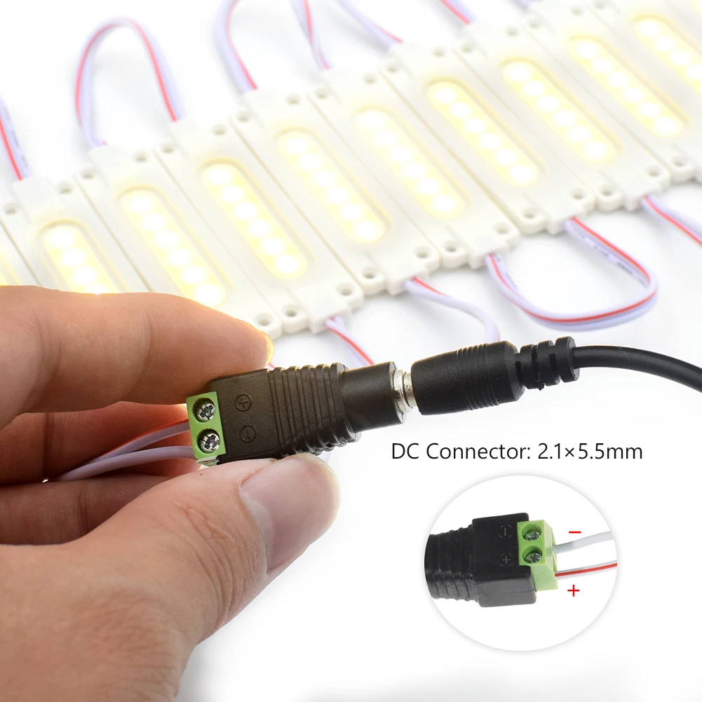 

US/EU/UK/AU Plug LED Module Light 20 Pcs COB With Power Adapter DC Connector DC 12V 2A For Advertisement Signs Home Decoration