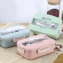 Микроволновый Ланч-бокс из пшеничной соломы, столовая посуда, контейнер для хранения еды, для детей, для школы, офиса, портативная коробка для бенто