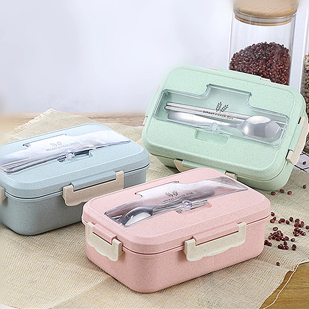 Microwave Lunch Box Wheat Straw Dinnerware Food Storage Container