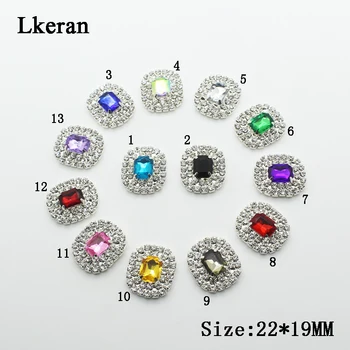 

New 19mm*22mm 10pcs double row Rectangular Acrylic Rhinestone buttons Flat back Decoration DIY clothing wedding decoration