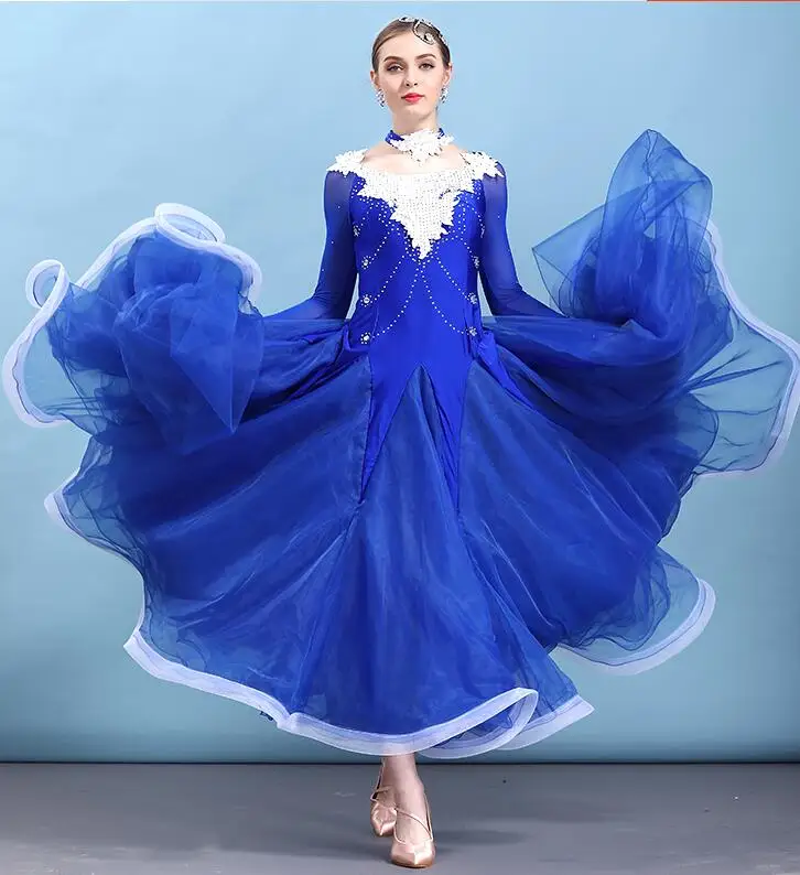 Elegant Dance Dress Modern Ballroom Big Swing Dresses Women National Standard Foxtrot Dance Professional Performing Dress H2483