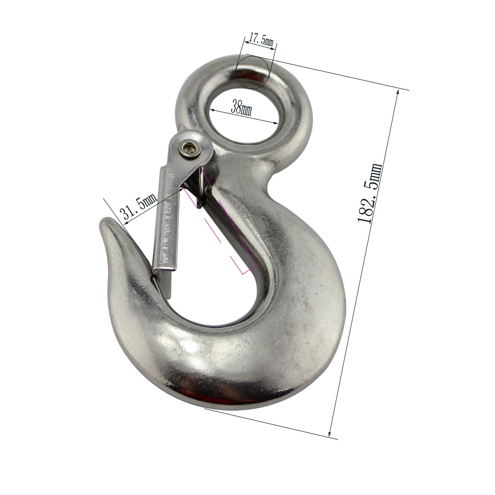Heavy Duty Stainless Eye Hoist Crane Hook with Safety Load Limit of 1