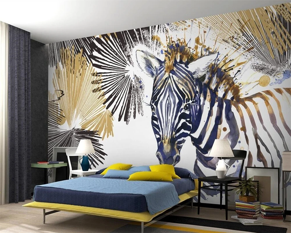 Us 8 85 41 Off Beibehang Custom Wallpaper Photos Modern Fashion Line Watercolor Zebra Cool Tv Background Living Room Bedroom Mural 3d Wallpaper In