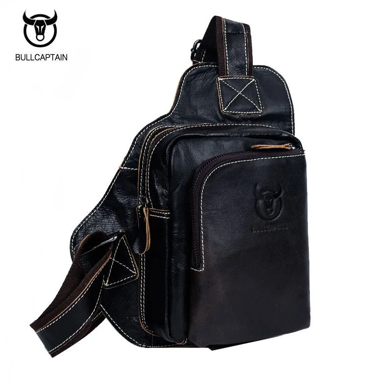 

BULLCAPTAIN 2017 Genuine Leather Men Messenger Bag Chest Package Fashion Vintage Men Shoulder Bags High Quality Mens Chest Bag