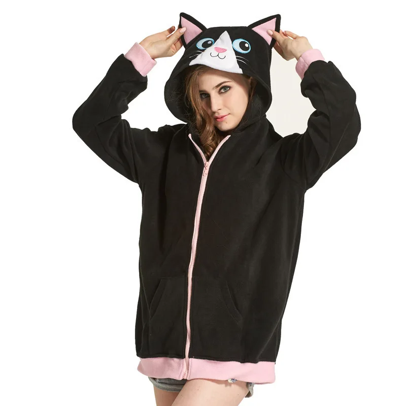 

Cartoon characters play Unicorn black cat coats Cosplay Hoodie Sweatshirt Costumes Plush Animal Hooded Jacketr