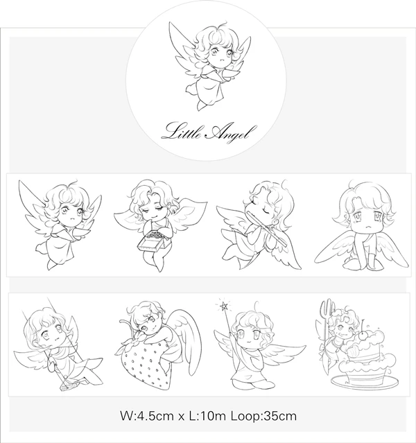 

45mm*10m Lovely little angel Euro-American Style retro girls Decoration Washi Tape DIY Planner Scrapbooking Masking Tape Escolar