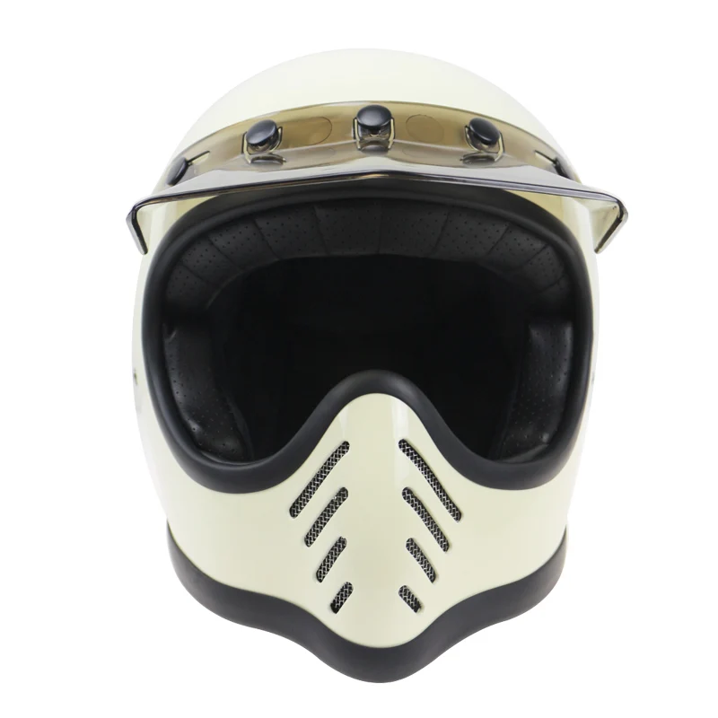 На заказ поддерживается moto 3 стиль ручной работы винтажный шлем стекловолокно Ретро мото rbike шлем со съемным козырьком