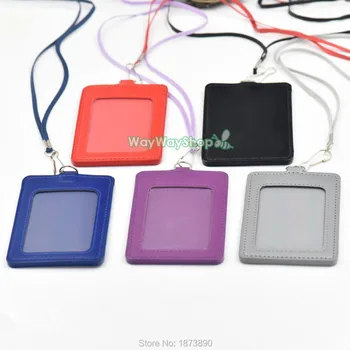 

3 sets Strap lanyard + PU leather Card Holder Badge for Reel Clip ID Retractable YOYO (Leather)