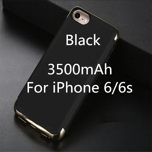 Мощность банка чехол для iPhone 6/6s/iPhone 7 Plus/8 Расширенный телефон Батарея Мощность чехол для iPhone 6 Plus/6s/7/8 Plus Портативный Батарея Зарядное устройство Чехол - Цвет: Black For 6 6s
