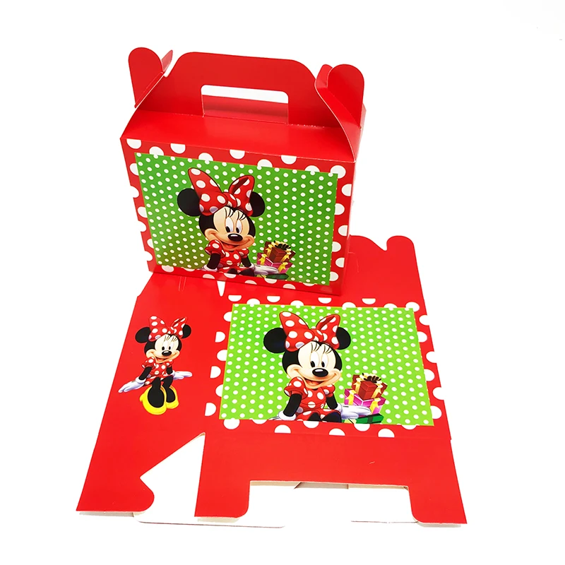 

6pcs/lot Minnie Mouse candy boxes baby shower kids birthday party supplies Minnie Mouse theme gift boxes