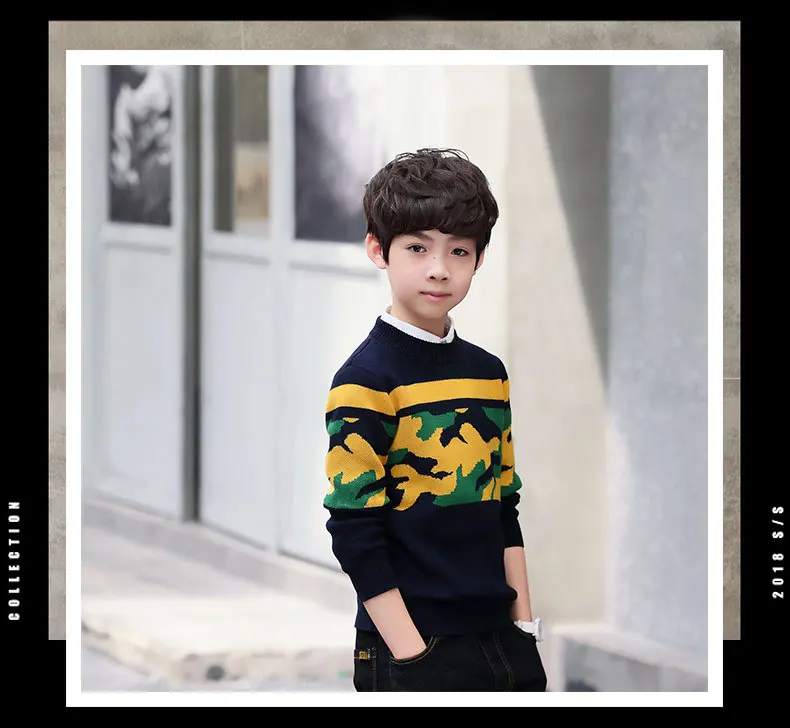 Зимний Детский свитер вязаный пуловер с круглым вырезом для мальчиков детская одежда зимняя теплая одежда из хлопка