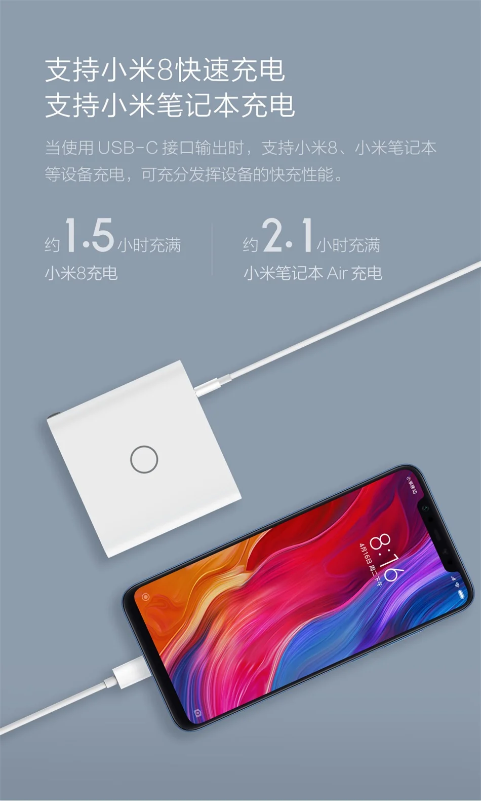 XIAOMI ZMI 65W USB быстрое зарядное устройство usb type C настенное зарядное устройство для мобильного телефона iPhone X iPad Mookbook Xiaomi телефон ноутбук Air Pro