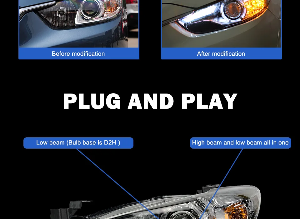 АКД Тюнинг автомобилей фары для Mazda 6 мазда 6 atenza 2013- светодиодные фары DRL ходовые огни Биксеноновые лучевые огни ангельские глазки