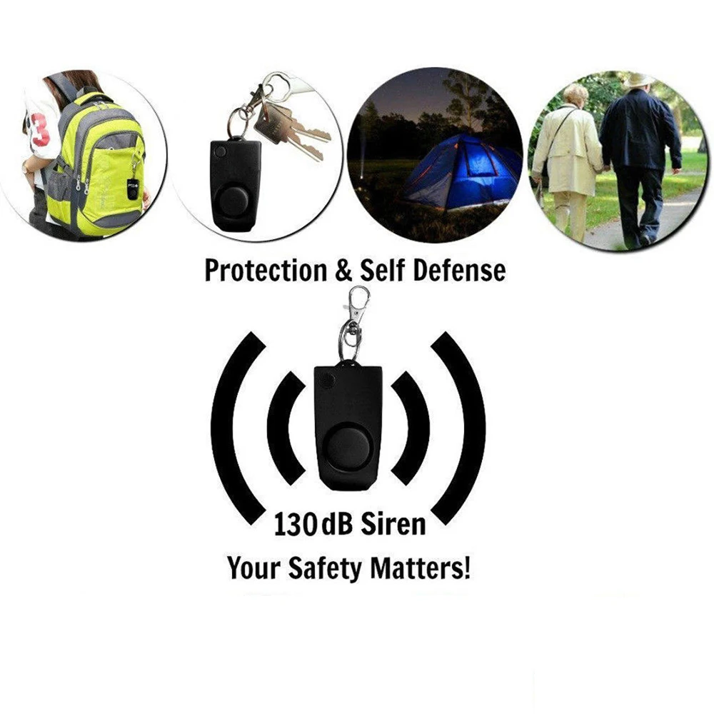 جديد إنذار 130dB مكافحة الاغتصاب جهاز إنذار المتطرفة بصوت عال تنبيه المفاتيح السلامة الشخصية الأمن الذاتي الدفاع للنساء الأطفال