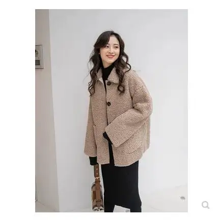 Integral Pelz Ausgabe Damen Lamm Lokomotive BeigeKhaki Short Koreanische Dick Jacke Samt Winter 2018 Neue Lose H2D9IWEY