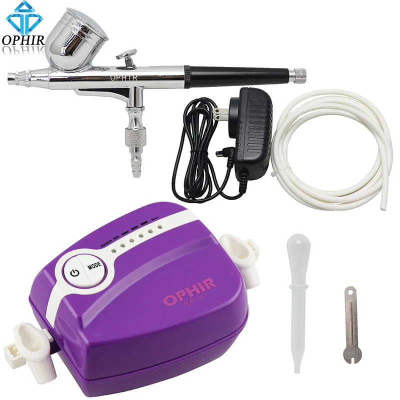 OPHIR 5 Adjustable Speed Air Compressor with 0.3mm Airbrush Paint for Cake Decorating Nail Art Body Painting Hobby _AC094+004 OPHIR 5 Adjustable Speed Air Compressor with 0.3mm Airbrush Paint for Cake Decorating Nail Art Body Painting Hobby _AC094+004