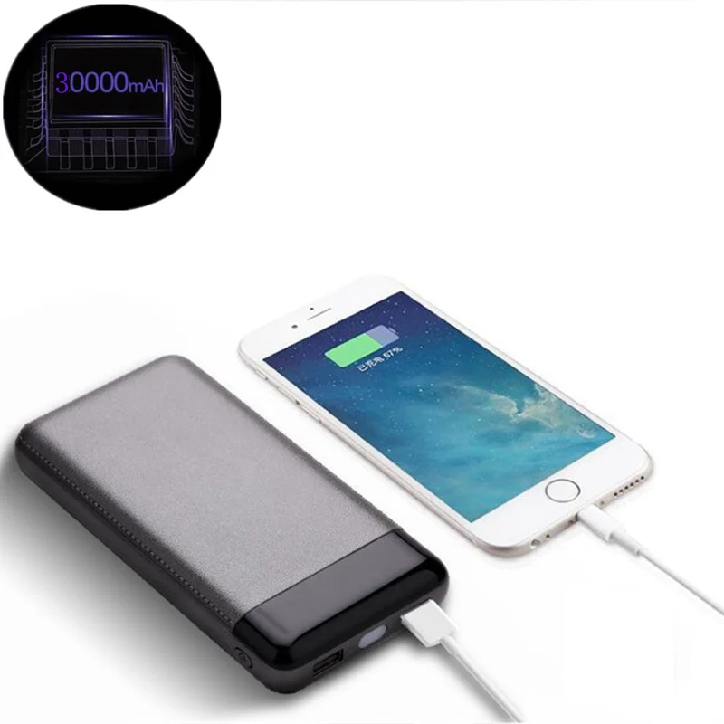 

2019 30000mah Power Bank External Battery PoverBank 2 USB LCD Mini Powerbank Portable Mobile phone Charger for Xiaomi iphone XS