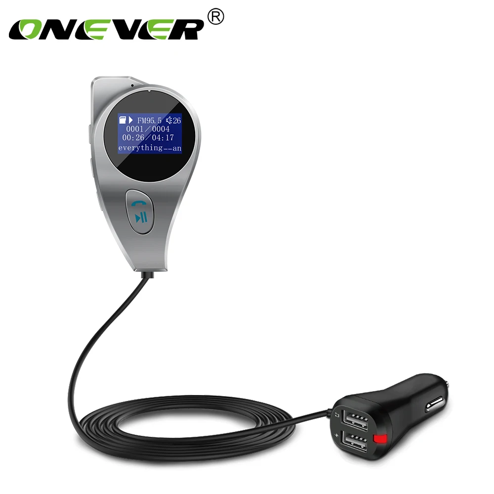 

Onever FM Transmitter Wireless Bluetooth HandsFree FM Modulator Radio Adapter MP3 Audio Player AUX Port Support TF SD USB Flash