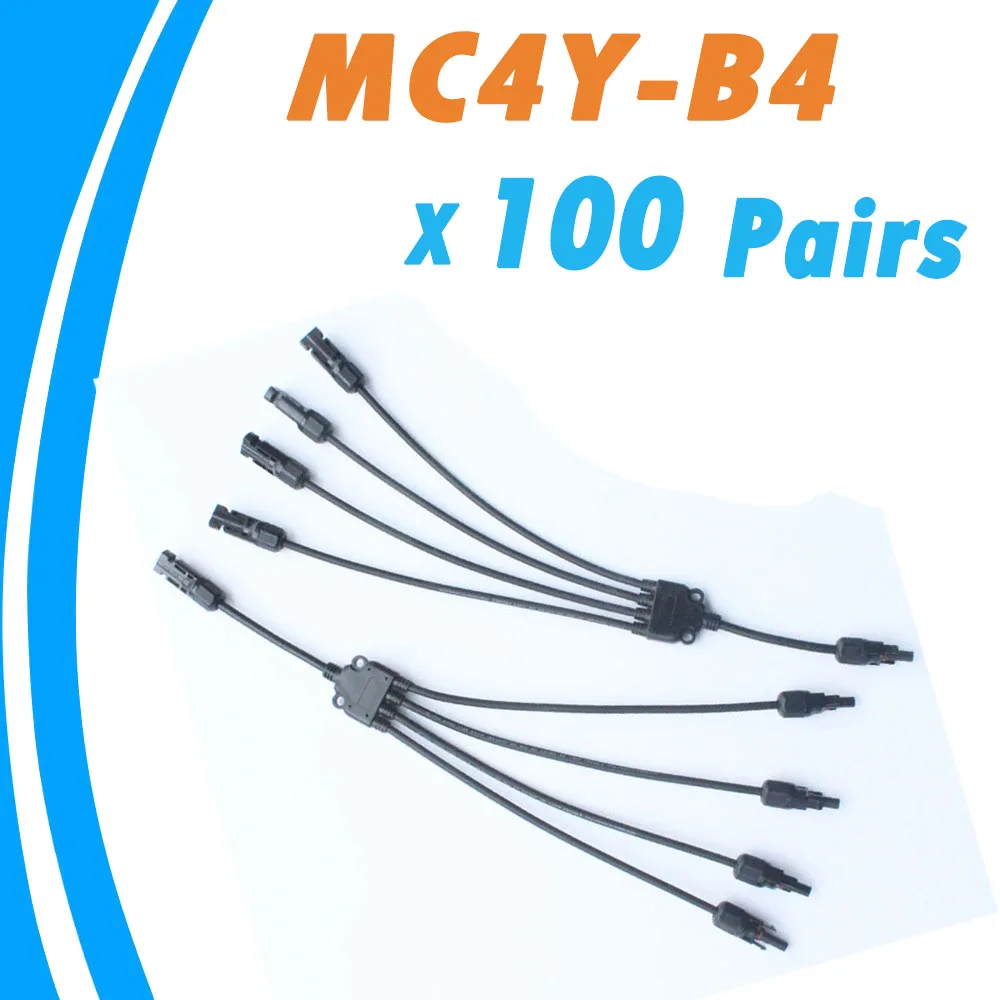 

100 Pieces 30A Solar Panel MCX Conectores IP67 1000V DC MC4Y-B4 4 Pin Waterproof Connector Female and Male Solar Cable