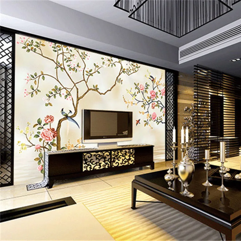 

Custom 3D Print DIY Fabric & Textile Wallcoverings For Walls Clothing Jacquard Linen For Living Room Murals Flower Bird Lake Top