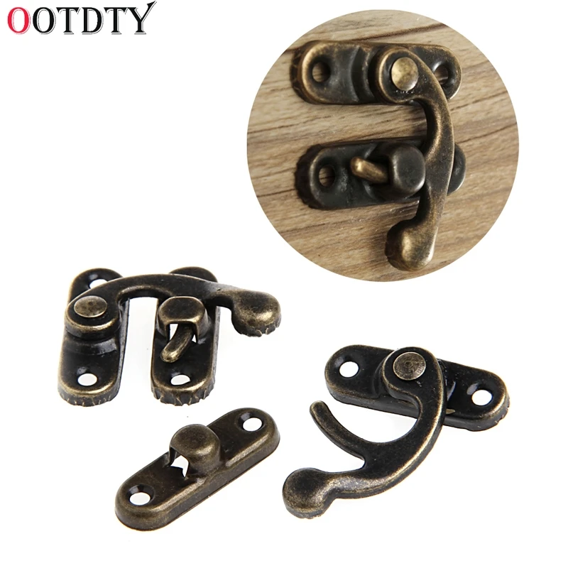 

OOTDTY 12X Antique Decorative Gift Jewelry Wooden Box Wine Latch Hasp Hook With Screws