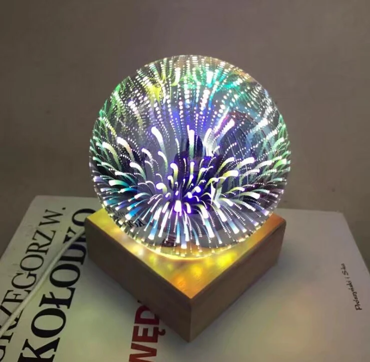 Волшебный шар цветной стеклянный 3d Звездное небо Ночной светильник питание от USB