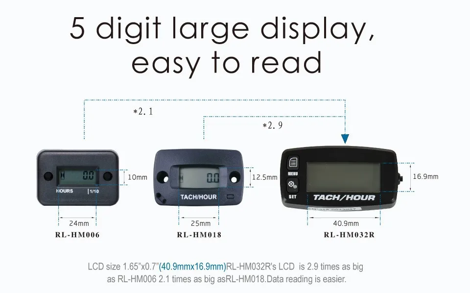RL-HM032R Runleader подсветка цифровой ЖК-аккумулятор сменный индуктивный тахометр счетчик часов для мотоцикла морской подвесной