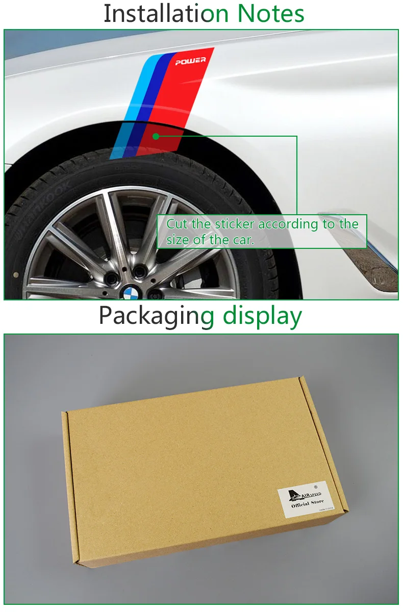 Airspeed Car Stickers M Performance Auto Sticker Side Fender decal Accessories for BMW E46 F30 E90 E60 F20 F10 E36 E39 E87 E70   (8)