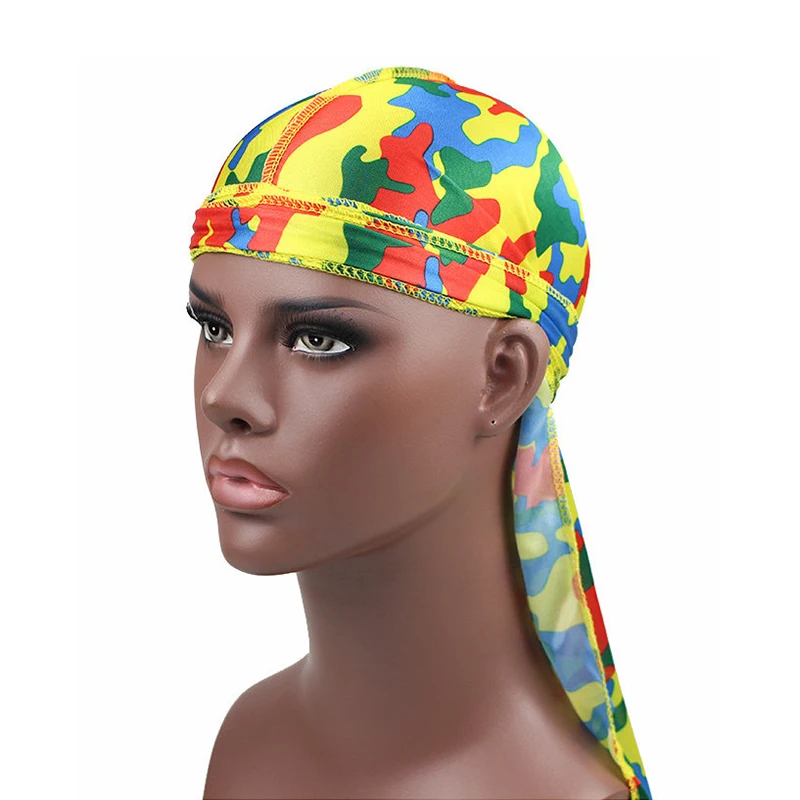 Silky Durag for Men Bandanas Women Doo Rag Cap Dew Long Tail Headwraps Hat Black Durags Headwear 2019 VERVAE |