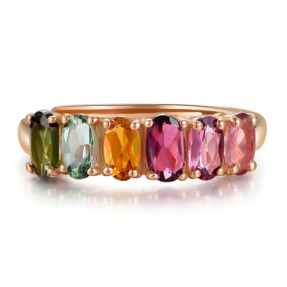

Simple Colorful Natural Jasper 925 Silver Adjustable Ring