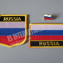 Нашивки с вышитым национальным флагом и металлический значок с флагом России