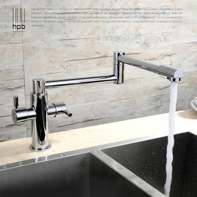 HPB Brass Morden Kitchen Faucet Mixer Tap Bathroom Sink Faucet Deck Mounted Hot and Cold Faucet