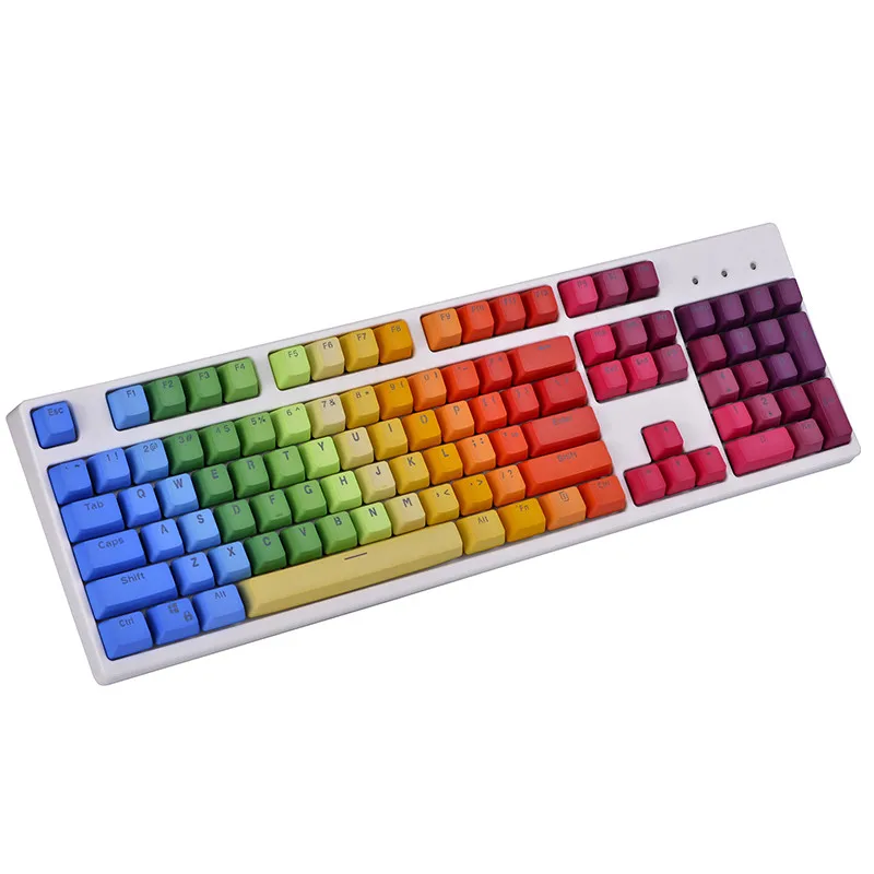 

PBT Keycaps Rainbow Backlit Top Print 108Keyset Cherry MX Key Caps With Keycaps Puller For 87/104/108 Mechanical Gaming Keyboard