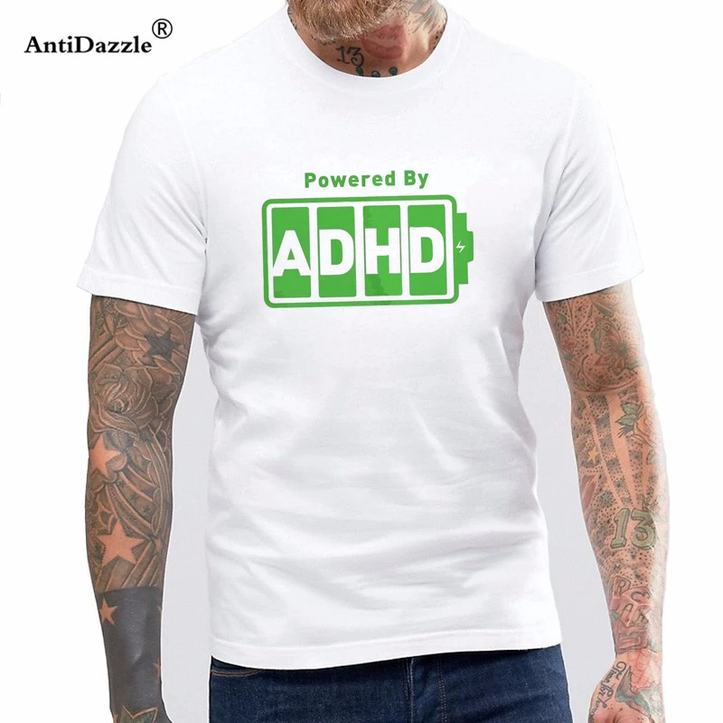 Battery Powered ADHD Antidazzle T Shirt mieszne Deficytu Energii DODA 