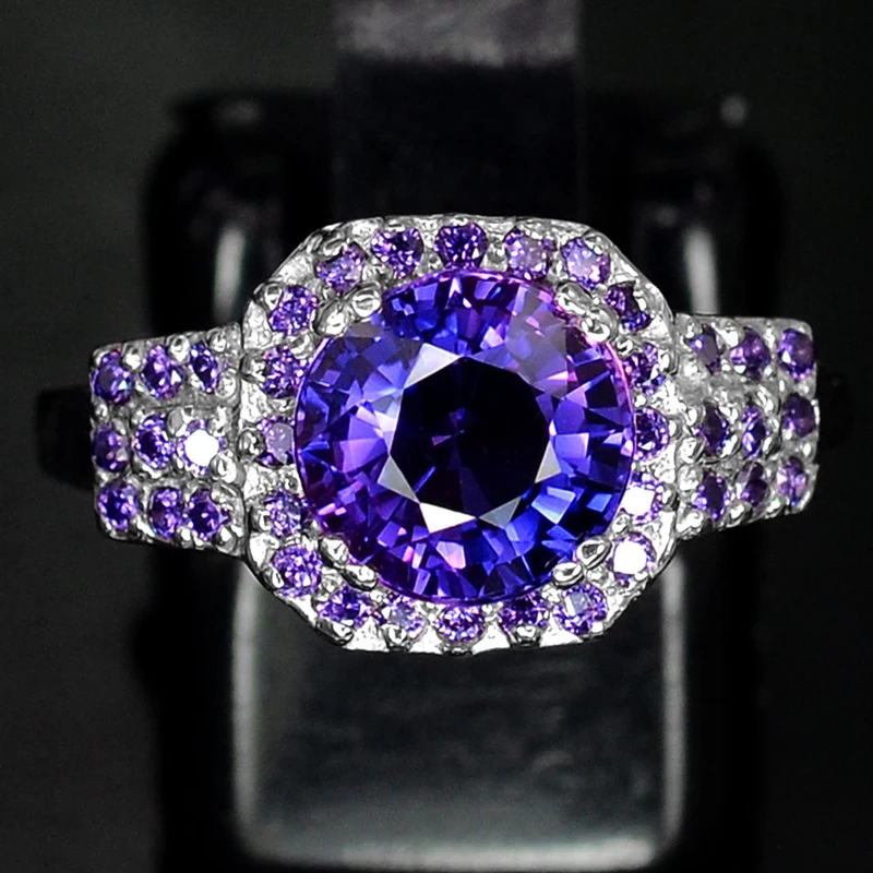 Purple Stone Wedding Rings for Women Luxury Jewelry White