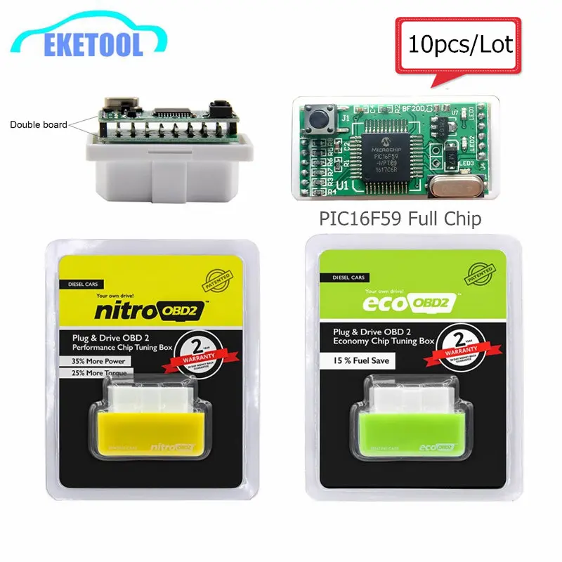 10 Pz/Lotto All'Ingrosso Nitro Obd2 Risparmiare Carburante Obd2 Interfaccia Chip Tuning Nitro Obd2 Il Proprio Driver Ecoobd2 Benzina Auto Diesel