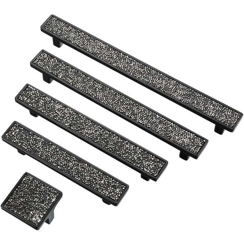Glitter Black Door Handles Modern Simple Drawer Knobs Pulls Kitchen