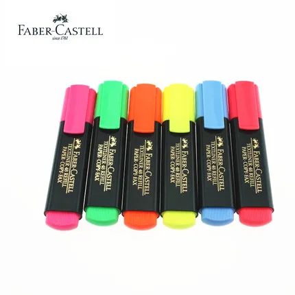 

6 Pcs Faber Castell Textliner Highlighters Marker Pen 1548 Red/Blue/Yellow/Pink/Orange/Green Colors for Chose Wrting Supplies