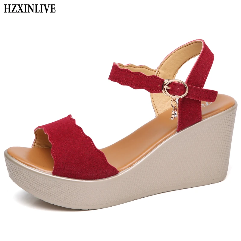 

HZXINLIVE Sexy Summer Sandals for Women Genuine Leather Wedges Shoes Woman High Heel Sandals Female Casual Shoes Ladies Footwear