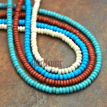 

10Strand Rondelle Beads Loose Beads Ivory, Blue, Green, Brown Turquoises Loose Beads Clearance 2x4mm BE14906