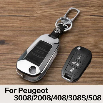 

Zine-alloy Metallic Smart Remote Key Fob Shell Leather Button Case Cover For Peugeot B Style Series